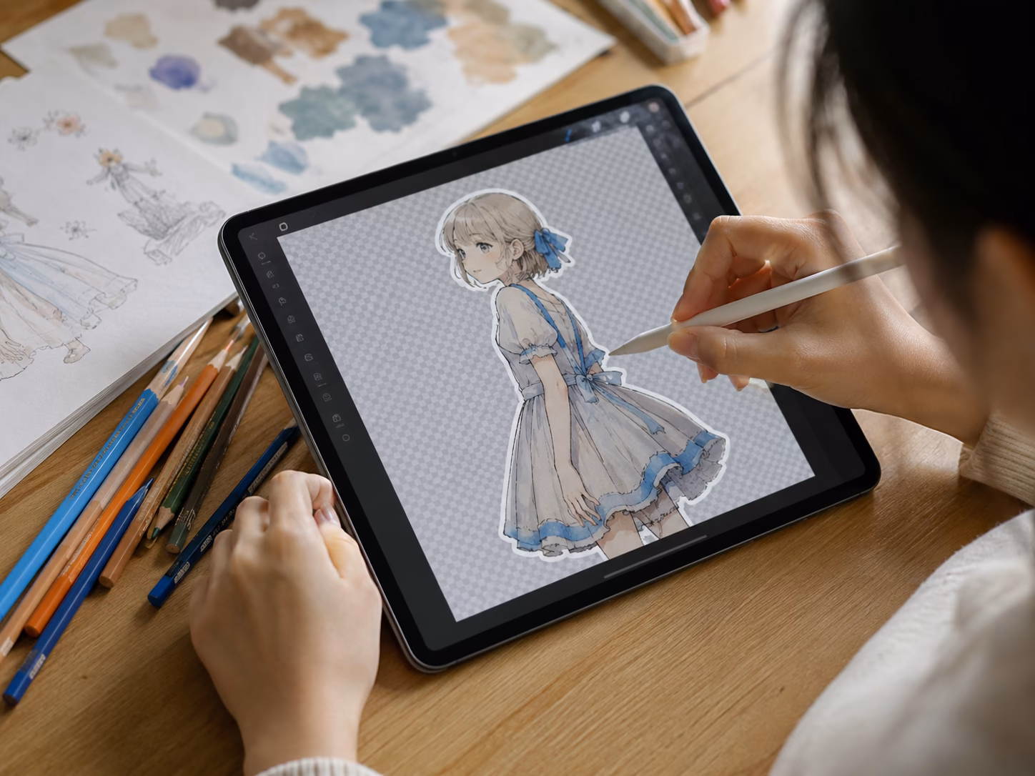 削除・復元ブラシでイラストを調整する例